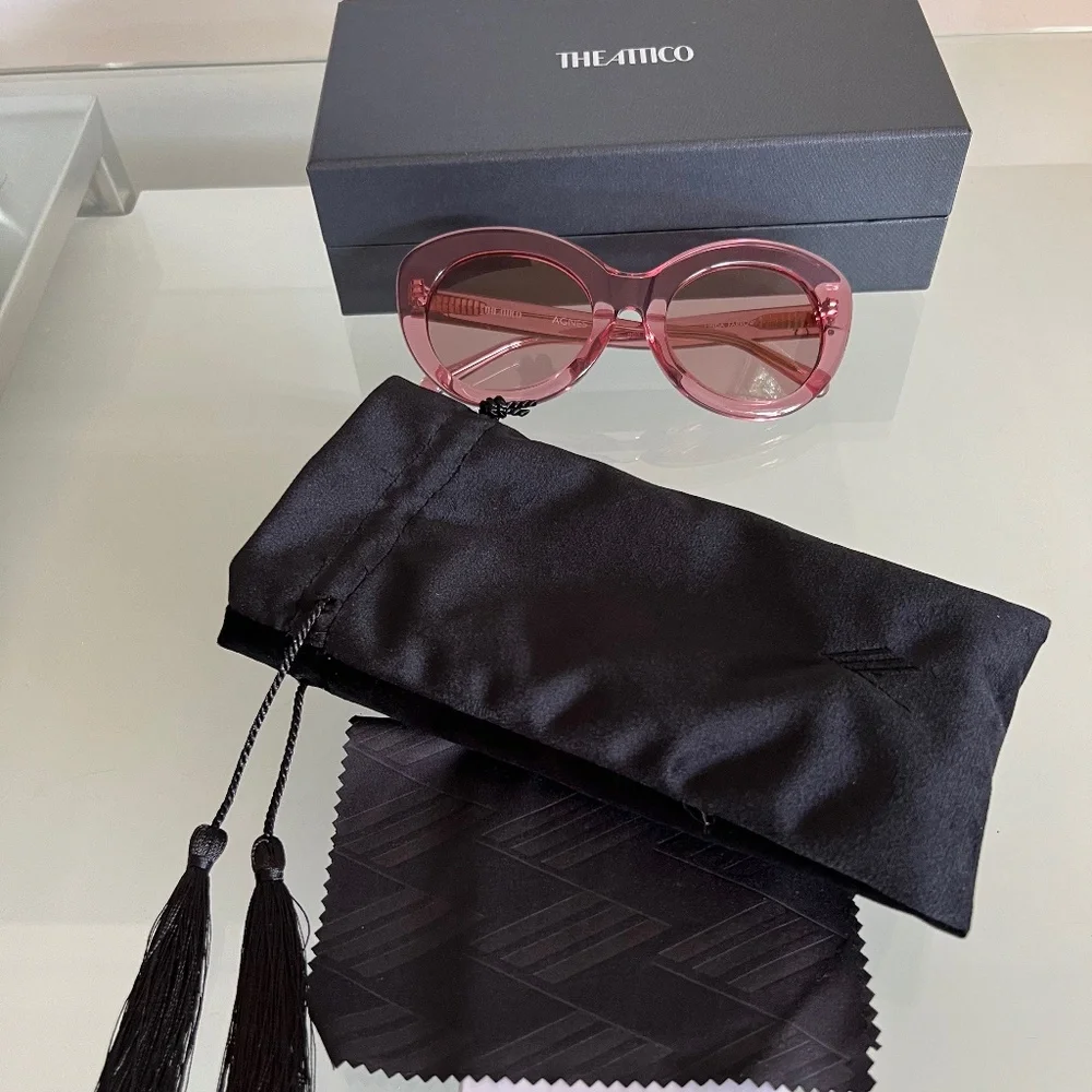 Linda Farrow Pink Oversized Round Sunglasses